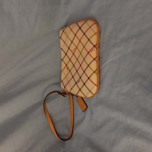 Coach Handbags - Cream and Plaid small wristlet wallet
